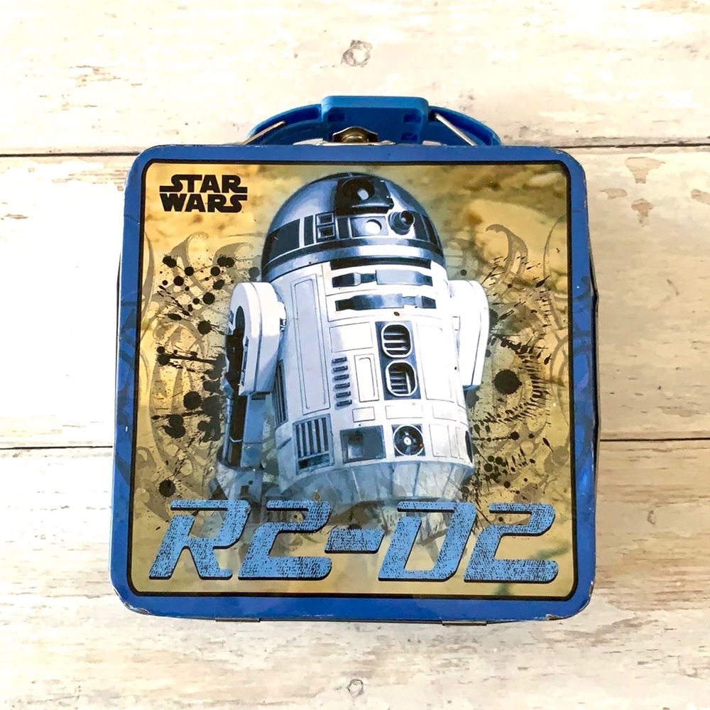 Star Wars R2-D2 Tin Lunchbox Lunch Box Carry All Storage With Handle 6x6in